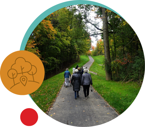 Group walking on a Brookfield Park Paved Trail