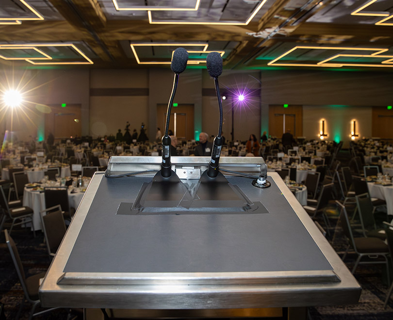 Speaking podium in conference center